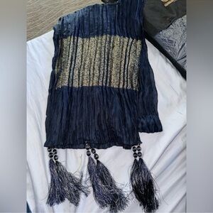 Men’s desi Indian Pakistani traditional chunni chunnari dupatta stole navy blue